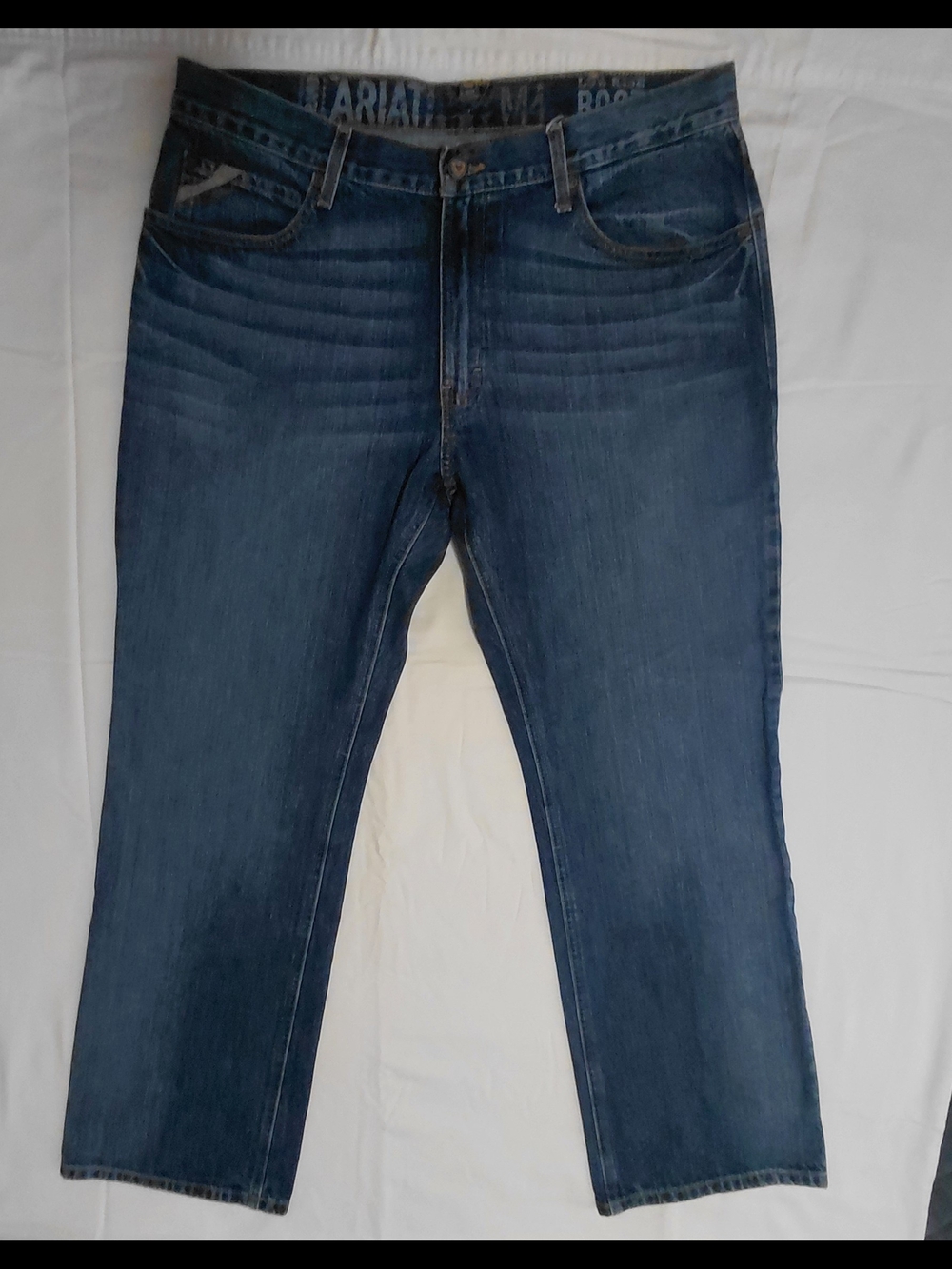 Ariat Men’s Dark Blue Low Rise Boot Cut Jeans / 36 X 32
